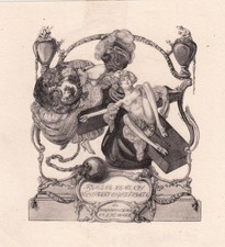 Exlibris Bookplate Heliogravüre Franz von Bayros 1866-1924 Halbakt Kreuz Akt