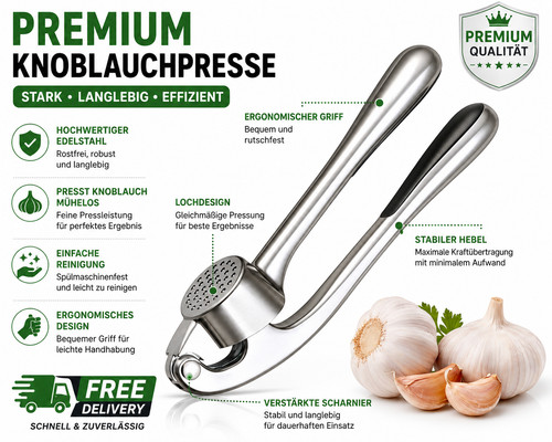 Knoblauchpresse edelstahl - knoblauchpresse,
