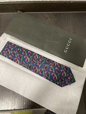 Sammlungsauflösung Gucci Krawatte SILK TIE Seide Fruit Himbeeren Ungetragen