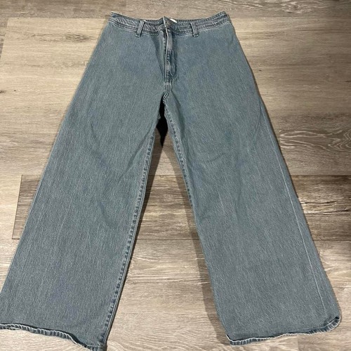Baggy wide leg blue jeans