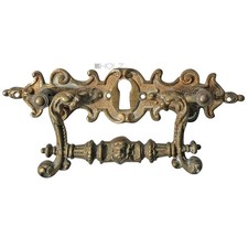 Prächtiger Schubladengriff antik Messing alt Schlüsselschild 146mm