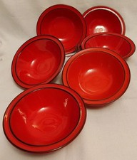 Thomas Porzellan Scandic Rot Müsli Schalen Set - Rustikal 70er Jahre - 6-teilig