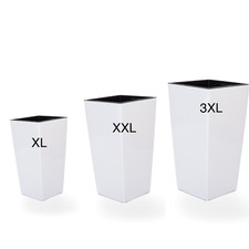 Blumenkübel SET 3: XL XXL 3XL Weiß Hochglanz Blumentopf Pflanzkübel Eckig