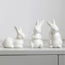 3-Piece White Bunny Decorative