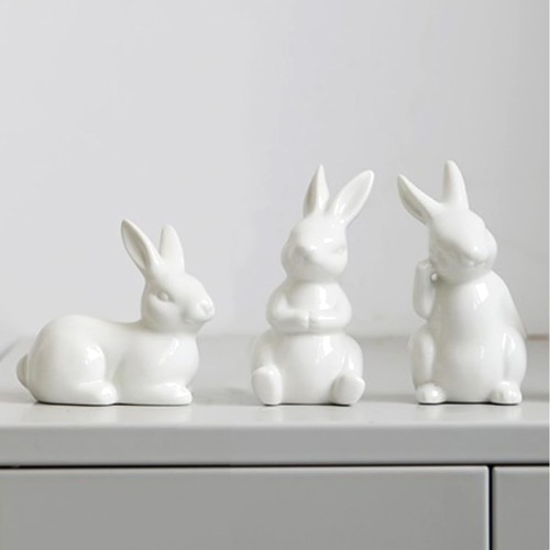 Piece white bunny - 3-piece, decorative