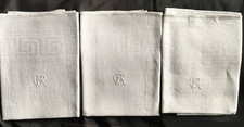 3 Stück altes um 1900 gewebtes Leinen Tuch 49 x 94 cm Bauernleinen Monogramm CR
