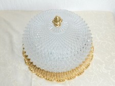 Glashütte Limburg  Deckenlampe Plafoniere Pressglas Messingrand Durchm ca. 26 cm