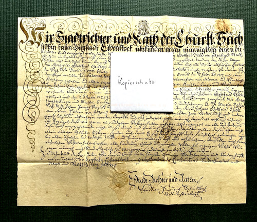 Historische urkunde um - v.,