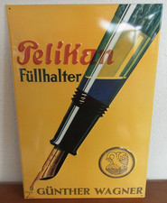 Selten Alte 80s PELIKAN Füllhalter Reklame Blechschild Art Collection 40x60 cm