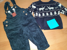 Latzhose aus Cord  und Weihnachtspullover  Gr. 68 (A 17)