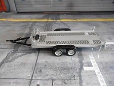 Auto Anhänger Trailer Transporter Hänger Doppelachser Rallye silb Cararama 1:43