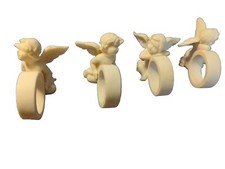 Vintage 4 x Engel Serviettenringe Weihnachten Serviettenhalter Tischdekoration