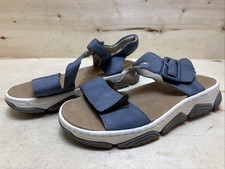 RIEKER DAMEN RIEMEN SANDALEN SANDALETTEN SLING SLIPPER OUTDOOR Gr:39 UK:6 BLAU