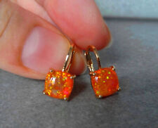 Orange Opal Ohrringe in Gold Feueropal Ohrringe zierlich vergoldet Opal Ohrringe