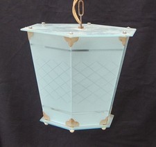 alte Deckenlampe Glas 6 eckig