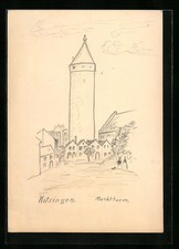 Ansichtskarte Kitzingen, Marktturm, Reklame für Junkers Ofen 