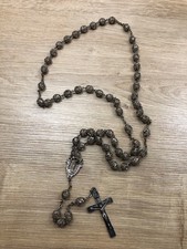 Antiker grosser Rosenkranz, Lourdes mit filigranen Perlenhülsen/ mit Glasperlen!