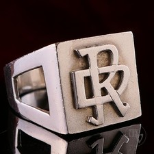 Hochwertiger Siegelring Silberring Monogramm Initialen DR / RD 925 Silber Gr. 64