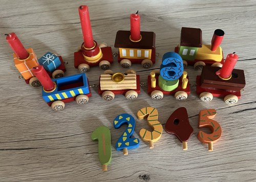 Geburtstagszug aus holz mit - geburtstagszug,