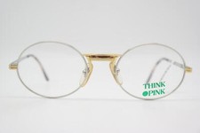 Vintage Brille THINK PINK M.9801 Silber Gold Pink Oval Brillengestell eyeglasses