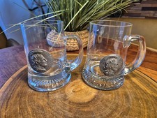 2 x Bierkrug Glas Krug mit