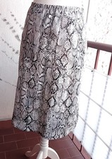 HANDGENÄHT Da. Jeans Rock Midi Demin Stretch Schlange Taschen A- Linie Gr. M