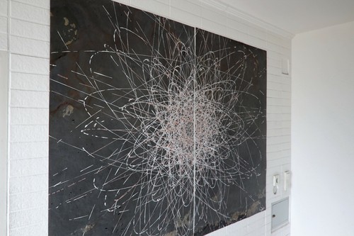 Steinfurnier bild kunstwerk - steinfurnier,