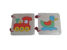 2 Bilderbücher aus Holz Tiere und Fahrzeuge - Holzbuch