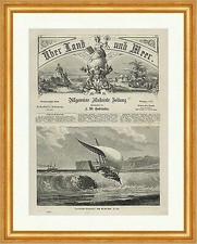 Ostafrikanischer Sklavenhandel Jagd Dhau Segelschiff Meer Holzstich E 19588