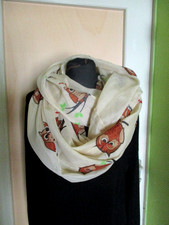 Schlauchschal Loop beige Eulen