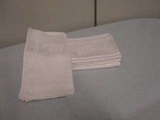 6 edle Stoffservietten 39x39 weiss verm. Halbleinen Aussteuerqualität