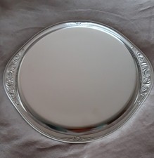 Serviertablett, Tortenplatte 32 cm, Edelstahl 18/10, Marke Tischfein Neu Vintage