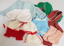 Konvolut  10 X Kleidung Wolle f. Puppe / Teddy  verschiedene Größen Handarbeit
