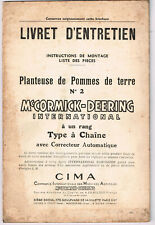 Wartungsheft Kartoffelpflanzmaschine Nr. 2 McCormick Deering in Französich