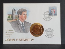 Numisbrief USA John F. Kennedy Präsident Half Dollar 1971-72 vergoldet stgl 