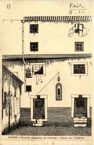 Alfama lisboa dessin de - -,