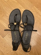 Ralph Lauren Damen Sandalen Zehentrenner, Größe 39 Echtleder schwarz