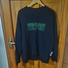Versace Jeans Couture Sweatshirt Herren Logo Fleece Rundhals Baumwolle Schwarz Gr. XL