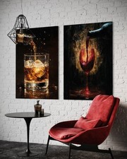 Leinwand Bild Whiskey Rotwein