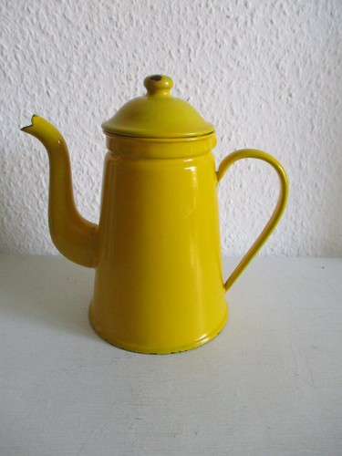 Kaffeekanne email emaile gelb - kaffeekanne,