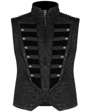 Punk Rave Herren Gothic Regentschaft Weste Top Schwarz Brokat Samt Steampunk