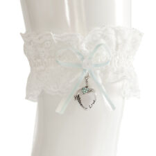 Strumpfband 'Medaillon Forever Love' creme hellblau Braut Hochzeit Accessoires