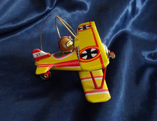 Blechflugzeug Baumschmuck Doppeldecker Retro ZZ Germany Flugzeugmodell DEKO gelb