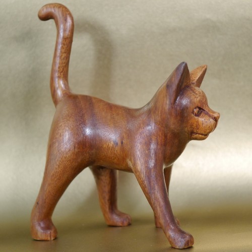 Miniatur katze handgeschnitzt - katze,