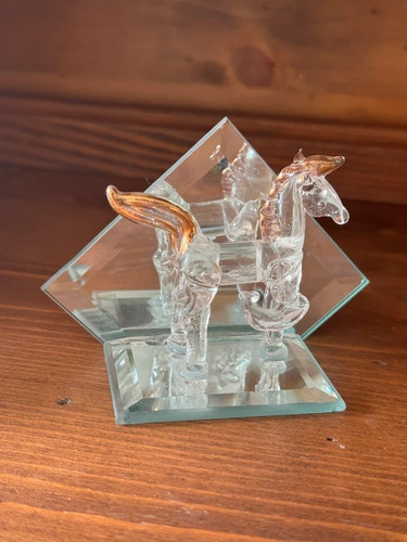 Vintage glasfigur einhorn - glasfigur, /