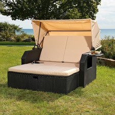 Strandkorb Rattan Schwarz