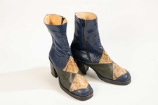 Original 70er-Jahre Schlangenleder-Stiefel – Patchwork – m. i. Italy – Größe 40