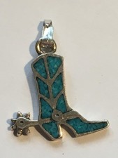 Cowboystiefel schöner kleiner Anhänger  Sterl Silber mit  Türkis Indianerschmuck