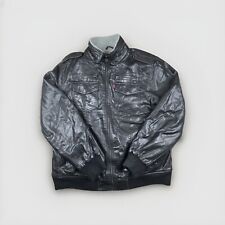 Levi's Vintage Leder Jeansjacke Gr. L Dunkelgrau Schwarz Biker Motorrad Herren