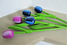 Holztulpen | Tulpen aus Holz, 20 cm, 5er Strauß blau pink Made in Holland wNeu